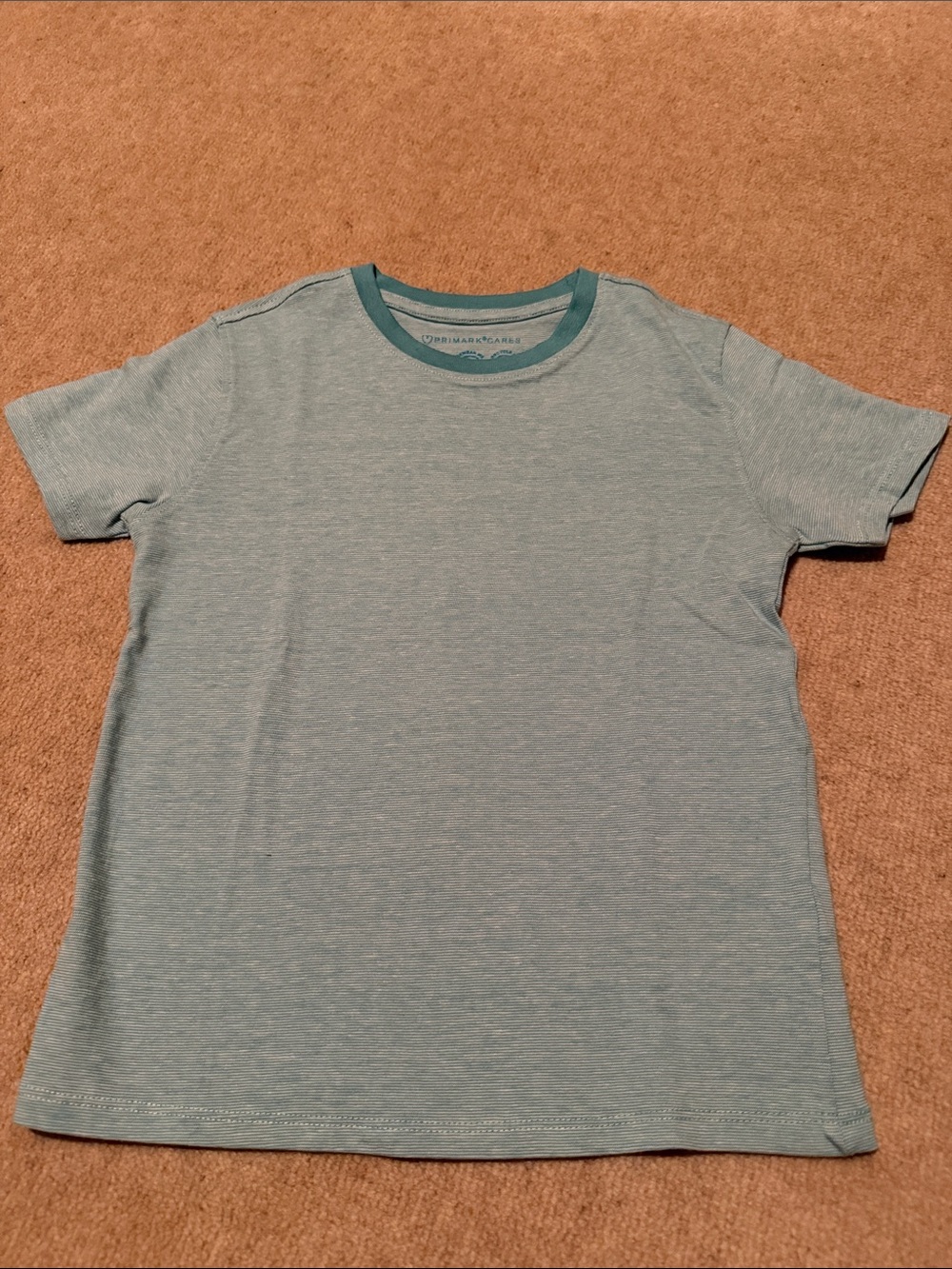 Primark Boys soft light teal striped      T shirt